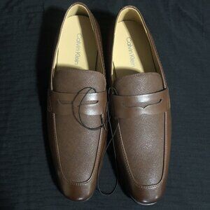 Calvin Klein Men's Oxford Brown Dress Shoes, Size 9, Pointed Toe, Loafers